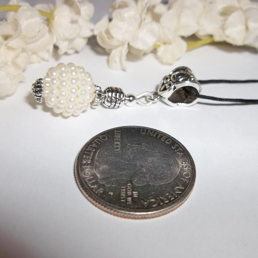 Cream Pearl Necklace Beaded Adjustable Pendant Charm Modern Preppy Style 4850 - Picture 3 of 11